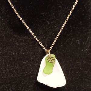 Handcrafted 4 leaf clover Sea Glass Necklace